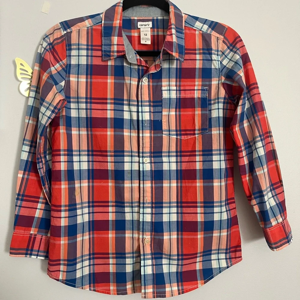 Carter's Colorful Plaid‎ Shirt with Tan Pants